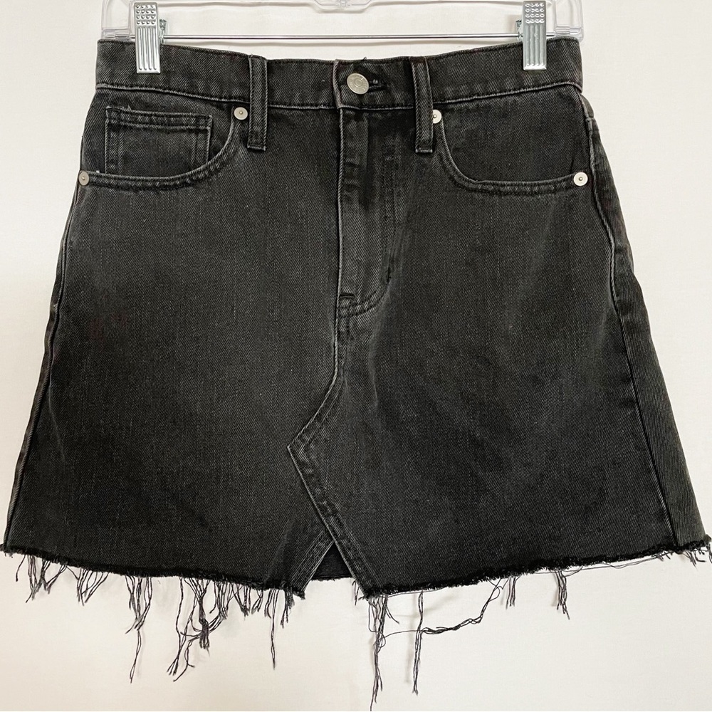 Madewell Rigid Denim A-Line Mini Skirt in Lunar Wash: Cutout Edition